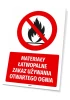 Flammable materials safety sign - No open flames. Red circle with a crossed-out flame graphic.