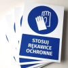 Safety sign with gloves icon - Graphic design. Round icon featuring gloves on a blue background.