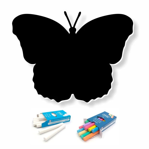 Butterfly chalkboard 003 - Graphic design with distinct black wings on a white background.