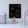 Custom chalkboard - Graphic design. Black background with drawings of a cat, sun, flower, and heart.