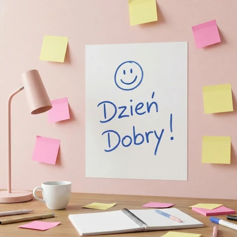 Adhesive dry-erase board for repeated sticking and unsticking - Office decor. Pink walls.