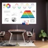Magnetic whiteboard with custom graphics, ideal for modern office decor with dark-colored walls.