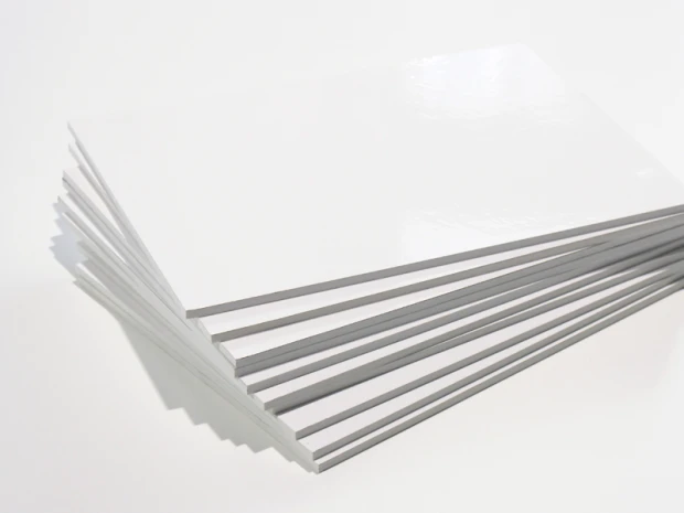 2mm white PVC sheet custom size - Graphic design. Simple, rectangular sheets stacked.