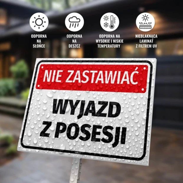 Do Not Block, Exit from Property - Graphic Design. Rectangular sign with large letters in white.