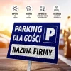 Guest Parking Sign with Name Field - Rectangular shape, blue background with white text.