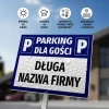 Guest Parking Sign with Name Field - Rectangular sign with blue background and white text.