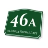 Address plaque with house number - Rectangular design with white numbers on a green background.