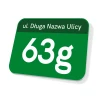 Street sign with house number - Graphic design. Green sign with white text and large numbers.