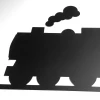 Chalkboard magnetic board for kids, train design featuring a locomotive with smoke.