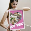 Heart-shaped photo collage poster 40x50 cm - Graphic design with images on a pink background.