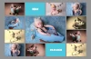 Collage poster with photos 70x100 cm - Graphic design featuring a child in various poses against a blue and gray background.
