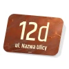 House plaque with address and property number - Graphic design. Rectangular plaque with number 12d and street name.