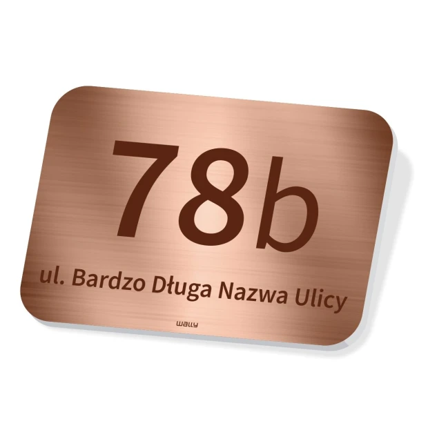 House number sign for fence, featuring graphic design. Rectangular plaque with number 78b and street name.