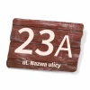 House number sign - Rectangular design with wood texture, featuring large number 23A and text.