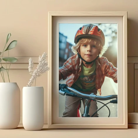 Photo poster 30x40 cm - Living room arrangement with light walls and minimalist furniture.