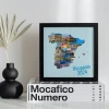 Photo poster 50x50 cm - Graphic design. Map of Spain with various images and the text Spain 2024.