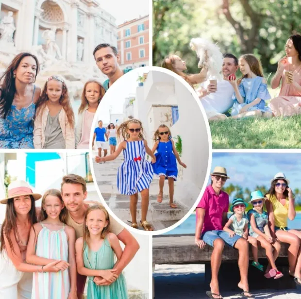 Photo poster 50x50 cm - Graphic design featuring people in various scenes and poses.