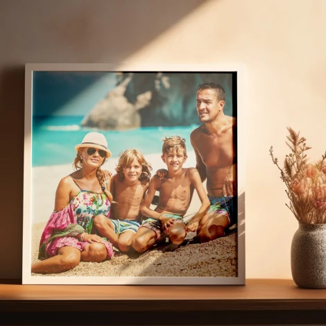 Photo poster 50x50 cm - Living room arrangement with light-colored walls and natural light.