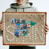 Photo poster 50x70 cm - Graphic design featuring a map of Spain with photos and seashells.