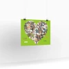 Photo poster 70x100 cm - Graphic design. Heart made of smaller photos on a green background. Text: Guitar, Swing.