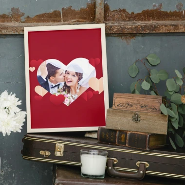 20x30 cm poster for couples - Rustic style decor. Walls in gray-blue tones.