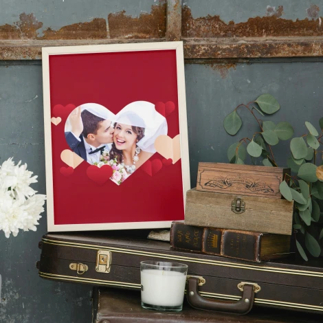 20x30 cm poster for couples - Rustic style decor. Walls in gray-blue tones.