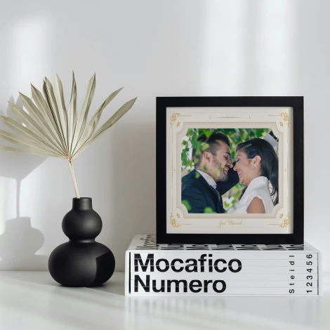 50x50 cm poster for couples - Modern interior arrangement with light walls and minimalist furniture.