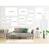 Collage poster of photos in various shapes 40x50 cm - Living room decor. Light-colored walls, furniture in shades.