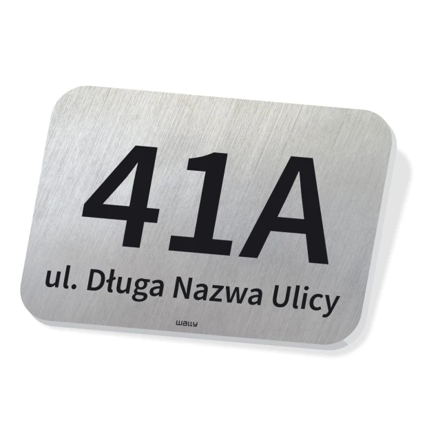Address plaque with house number for fence - Graphic design. Simple rectangular shape with large digits and text.