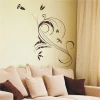 Elegant floral sticker 0798 in warm brown tones, perfect for a cozy living room with soft decor.