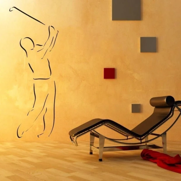 Elegant sticker featuring a golfer, perfect for a modern living room or youth room.