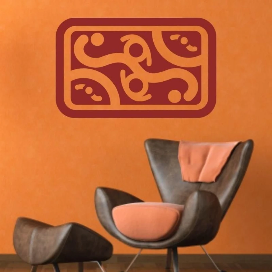 Mexican sticker 23 in warm brown tones, perfect for a modern living room, adding character.
