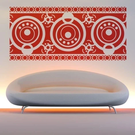 Mexican sticker 84 in vibrant red, perfect for a modern living room, adding character.