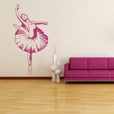 Stylish pink dancer sticker, perfect for a modern living room, adding energy and elegance.
