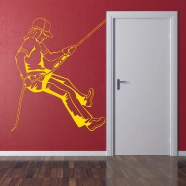 Climber painting template 1165 - Room arrangement with red walls and wooden floor.