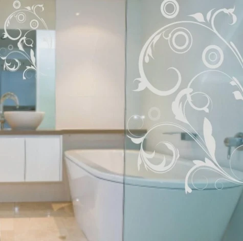 Delicate floral painting template 0795 in a modern bathroom, adding lightness and elegance to the space.