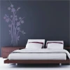 Japanese painting template 20 - Bedroom arrangement. Dark walls, minimalist furniture.