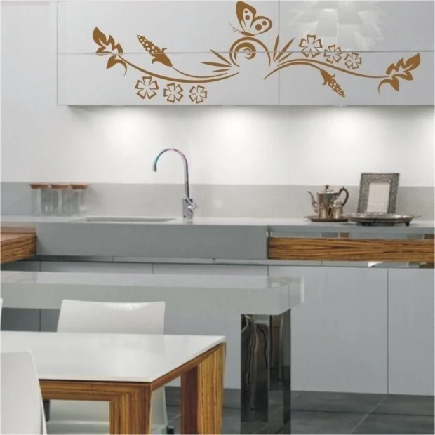 Japanese painting template 14 - Kitchen arrangement. Modern style with light walls and wooden accents.