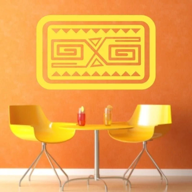 Mexican painting template 09 in an energetic interior, perfect for revitalizing a modern living room.