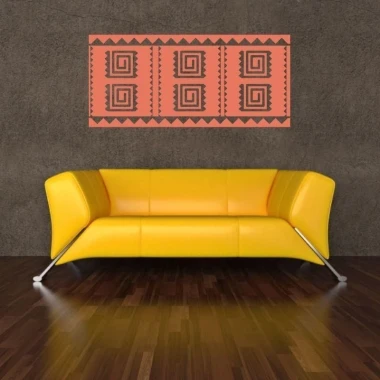 Mexican ethnic-style painting template 61, perfect for a modern living room with a yellow sofa.
