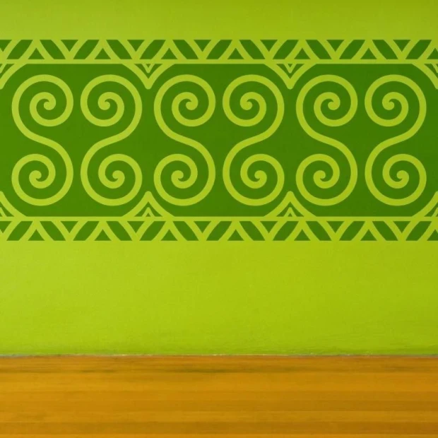 Mexican painting template 73 in an energetic shade of green, adding character to modern interiors.