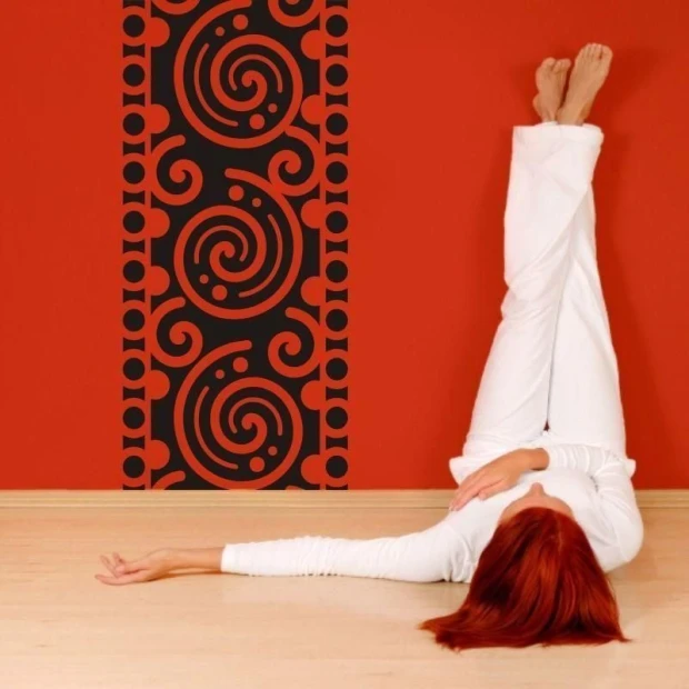 Mexican painting template 88 in an energetic red interior, bringing a joyful, ethnic vibe.
