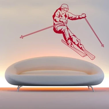 Skiing painter stencil 1162 - Living room setup with light walls and minimalist furniture.