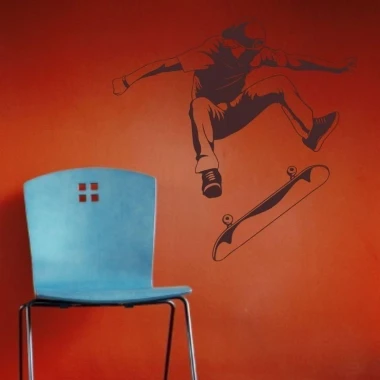 Skater 1024 painting template - Room setup with red walls and a blue chair.