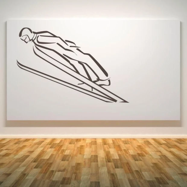 Jumping figure painting template 1159 - Graphic design with a dynamic jumper against a rectangular background.