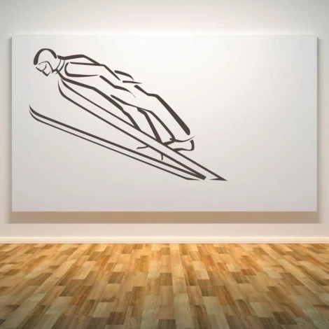 Jumping figure painting template 1159 - Graphic design with a dynamic jumper against a rectangular background.