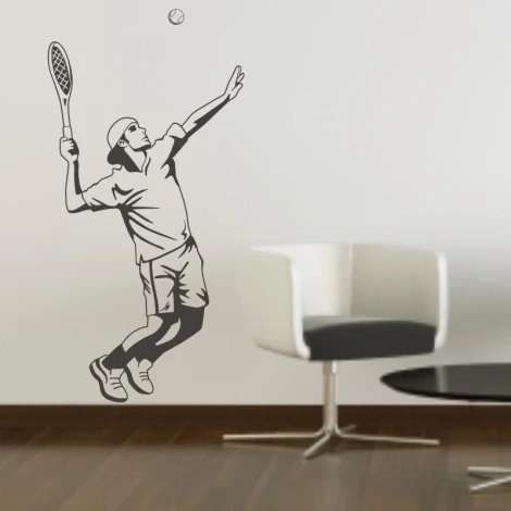 Tennis painting template 1171 - Room setup with light-colored walls and modern minimalist furniture.