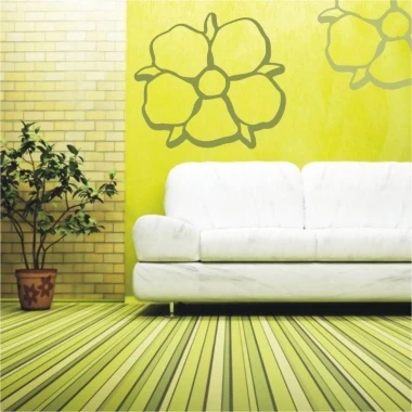 Klasik 202 sticker in a modern living room on a green wall adds freshness and style to the interior.