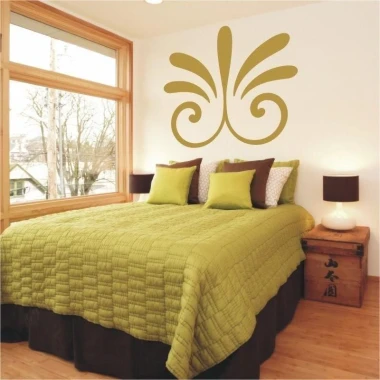 Stylish klasik 268 sticker in a warm gold tone, perfect for a harmonious bedroom with green accents.