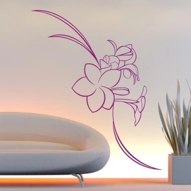 Flower sticker 017 in a modern living room, featuring a subtle pink floral design against a muted wall.